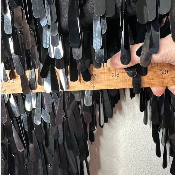 Valentino Garavani Black Sequin Fringe Shirt Jacket Medium - Picture 11 of 13